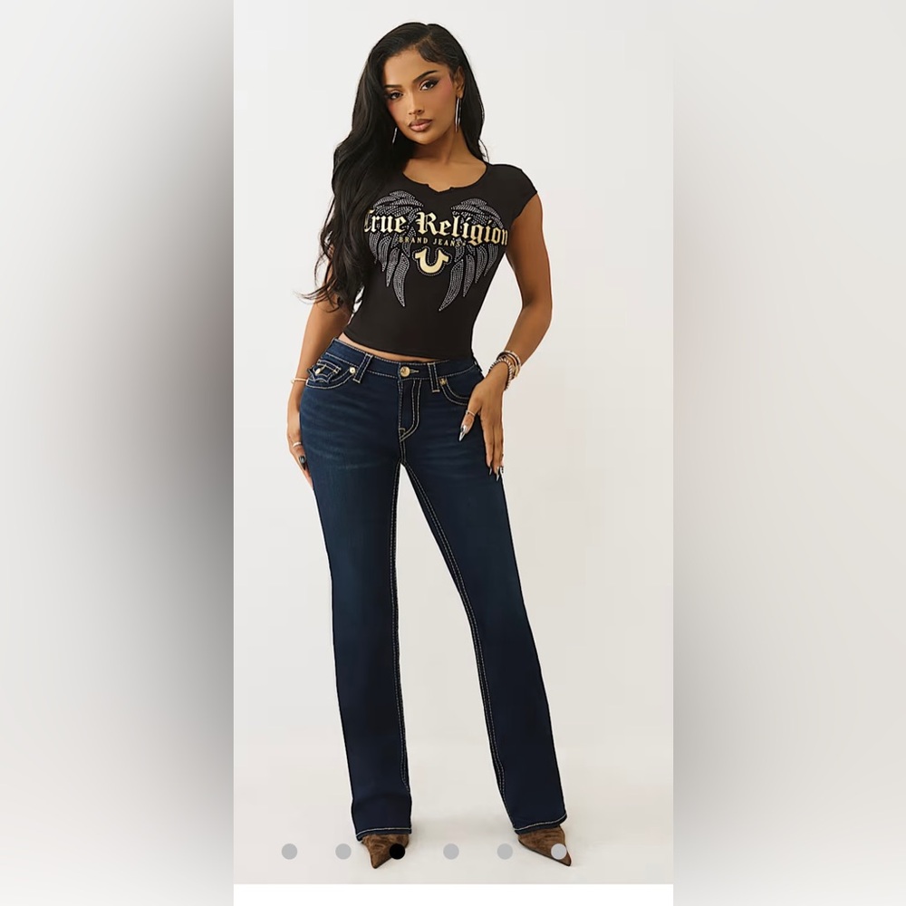 True religion never worn, BECCA MID RISE BIG T BOOTCUT JEAN